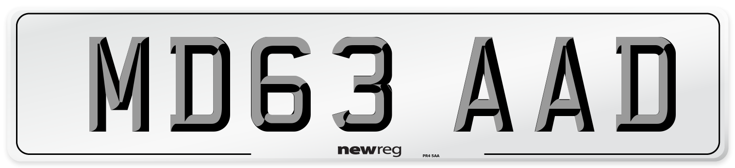 MD63 AAD Number Plate from New Reg